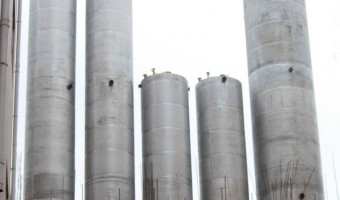 299 cubic chip storage tank and silo assembly site